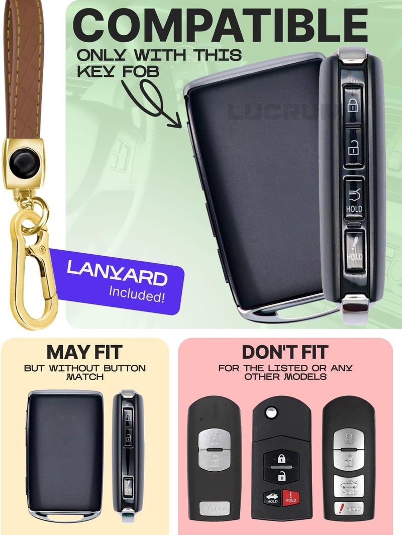 Lucrum Compatible with Mazda Key Fob Cover & Leather Keychain - TPU Case for 3, 6, CX-5 CX-9 CX-30 CX-50 CX-70 (2019-2025) - Image 2